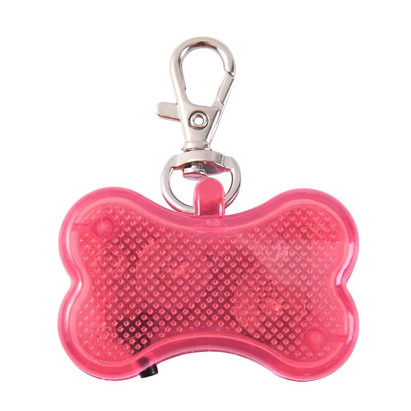 Dog Collar Light,Bone Shape Colorful Clip-On Pet Lights for Collars,Cat Dog Collar Lights Led for the Dark,Waterproof Safety Puppy Light for Night Walking with 3 Flashing Modes (pink)