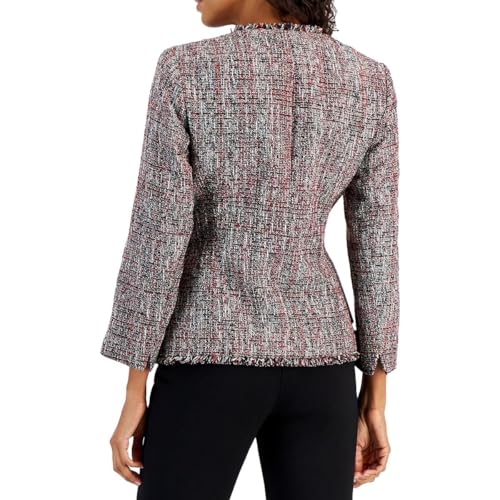 Kasper Women's Tweed One Button Wing Lapel W/Fringe2