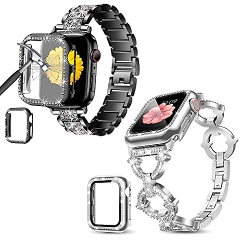 Mesime Compatible with Apple Watch Band with case 40mm for Women Cover