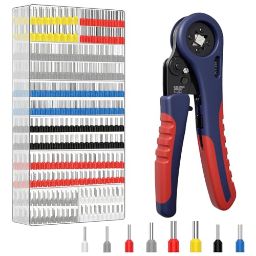 0.08-10mm² Pinces à Sertir avec 1200pcs Cosses Electriques, Pinces à Sertir à Cliquet Pince Electricien Embout de Cablage Applicable aux Travaux électriques...