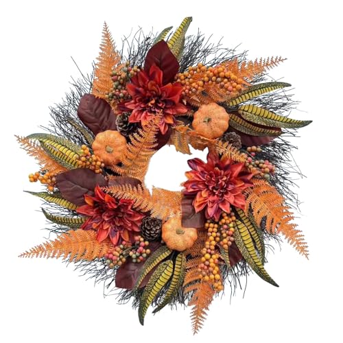 Autumn Wreath Front Door Autumn Door Wreaths Hanging Indoor Outdoor Fall Wreath for Halloween Garlands Maple Leaves for Front Door Thanksgiving Decorations for Window Wall (024, One Size) Autumn Wreath Front Door Autumn Door Wreaths Hanging Indoor Outdoor Fall Wreath for Halloween Garlands Maple Leaves for Front Door Thanksgiving Decorations for Window Wall (024, One Size)