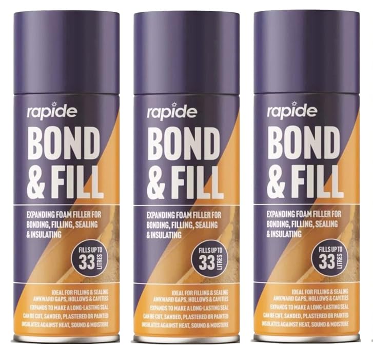 Bond and Fill Expanding Foam Sealant, Waterproof, Quick Setting, for Walls and Gaps, No Tools Required, 500ml each, Pack of 3