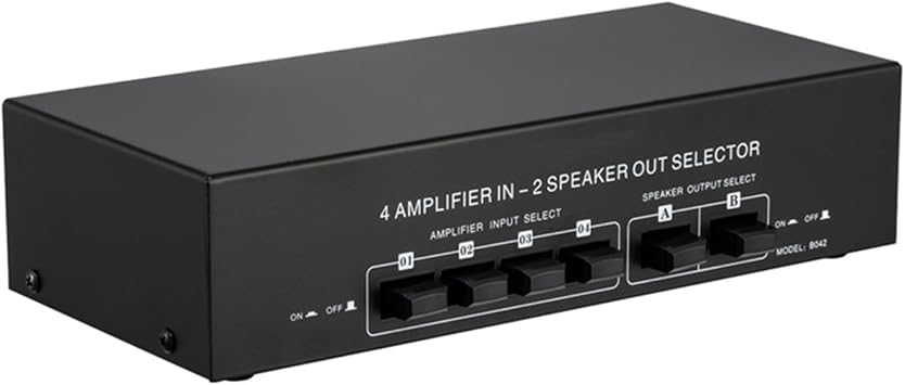 4 in 2 Out Amplifier Passive Switch Selector Speaker Splitter Stereo Switcher Box Selector Switcher Speaker Switch Selector Box
