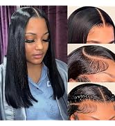LYOLKSER bob wig human hair glueless wigs human hair pre plucked pre cut 13x4 lace front wigs hum...