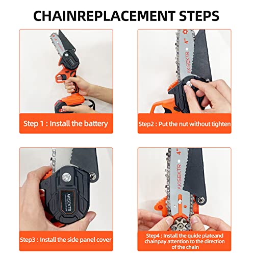 Mini Chainsaw Cordless, 6 Inch 4 Inch Small Chainsaw One-Hand Use Electric Chain Saw With 2X24V Rechargeable Battery, Portable Handheld Chainsaw Battery Powered For Wood Cutting Tree Trimming(Orange) #TOP6