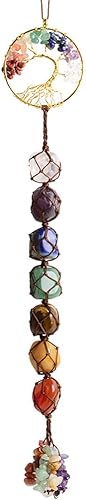 VNVETYTO Árbol de la vida piedras de chakras cristales curativos Feng Shui adorno colgante de 7 chakras adorno de pared para meditación colgante de