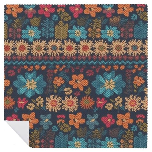 Servilletas de tela cuadradas de patrón tejido colorido 4 pcs miniatura 6