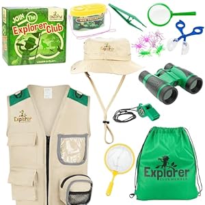 Cheerful Children Toys Kids Explorer Kit Bug Hunting Costume includes Hat Cargo Vest for 3-7 year old boys girls Outdoor Backyard Safari Nature Zoo Keeper STEM Educational