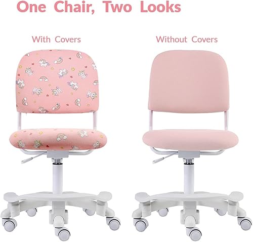 Miniatura 5 de Silla ergonómica de escritorio para niños, silla de computadora de oficina para estudiante, altura ajustable y profundidad del asiento, reposapiés