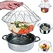 Tomicy Cesta de freír plegable,Multifuncional Freír Cesta,Cesta de freír, acero inoxidable 304, multifuncional, plegable, herramienta de cocina flexible para freír, lavar frutas, verduras