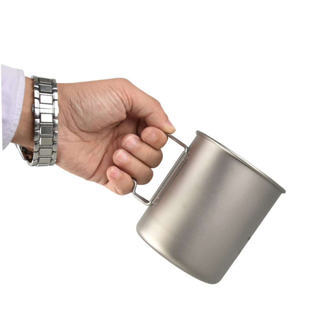 ifundom Tazza da Campeggio in Titanio con Manico Pieghevole 750ml