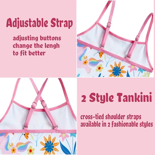 swimsobo Girls 3-Piece Swimsuit Long Sleeve Rash Guard Tankini Sets UPF Sun Proction Bathing Suit 3-10T3