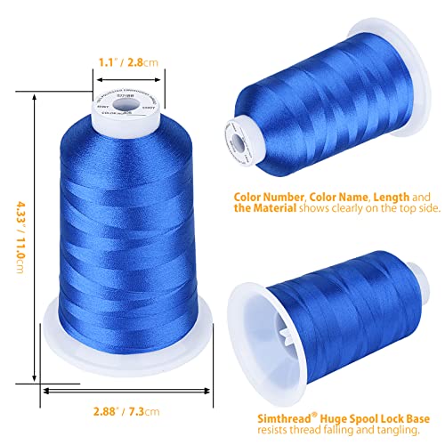 Image of Simthread Embroidery Machine Thread 5000M 40WT Polyester, Blue 405 | 5000M 40WT polyester thread feeds smoothly for home or commercial embroidery projects.