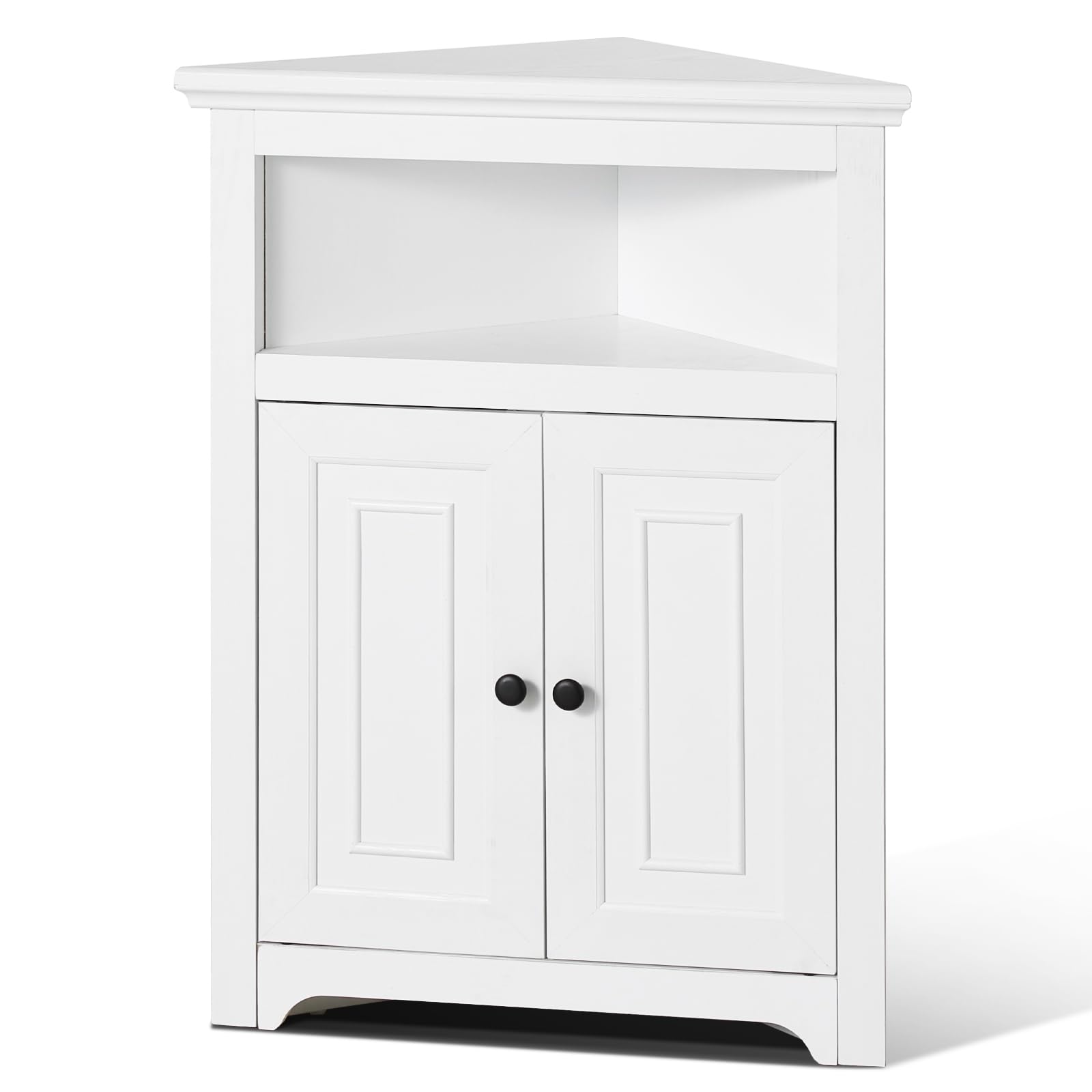 VEVOR Mobiletto Angolare Portaoggetti Altezza 84,​5cm Mobiletto da Casa in Legno con 2 Porte Ripiani Regolabili, Mobiletto Angolare Indipendente per Soggiorno, Cucina, Lavanderia, Bagno, bianco