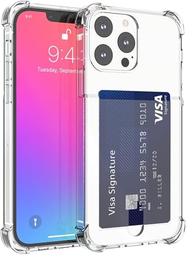 Miniatura 52 de Funda transparente para tarjeta para iPhone 13 Pro Max, funda protectora a prueba de golpes TPU delgada con tarjetero