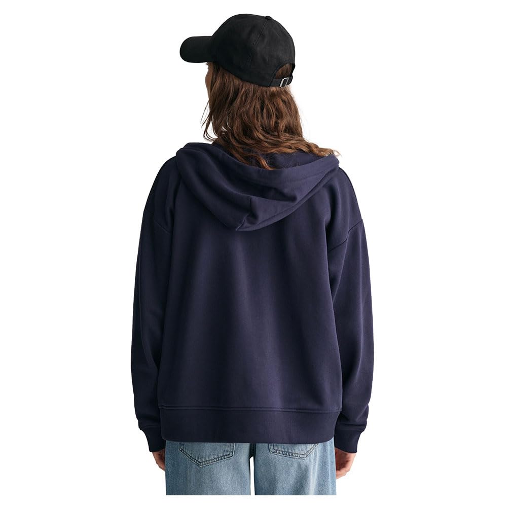 GANT Damska bluza z kapturem Shield Zip, niebieski (Evening Blue), L