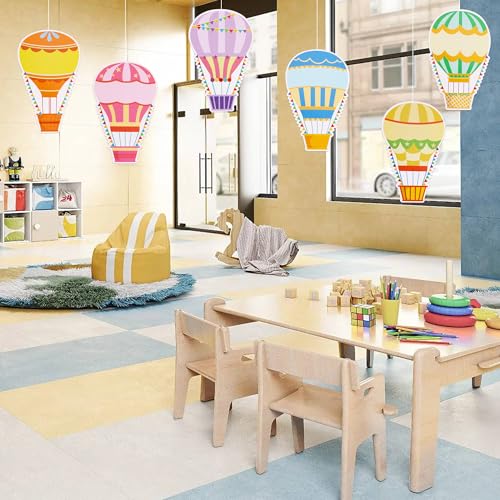 Image of Vuzvuv 60 Pcs Colorful Hot Air Balloons Paper Cutouts 7.2 x 4.8 Inch Name Tags Labels for Spring Bulletin Board Class Decoration for Teacher Student Back to School Party Supplies for Craft Wall Decor