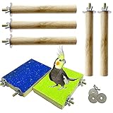 Hamiledyi Bird Perches Natural Wood Parrot Stand Platform Set 7 Pack Wooden Parakeet Paw Grinding...
