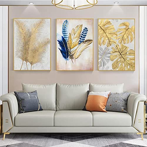 Tableau abstrait feuille murale salon suspendu photo 40x50cm triptyque