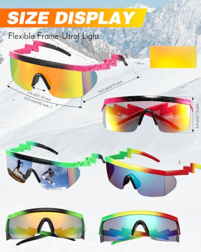 Image of Frienda 3 Pairs 80s Retro Sunglasses Semi Rimless Zigzag