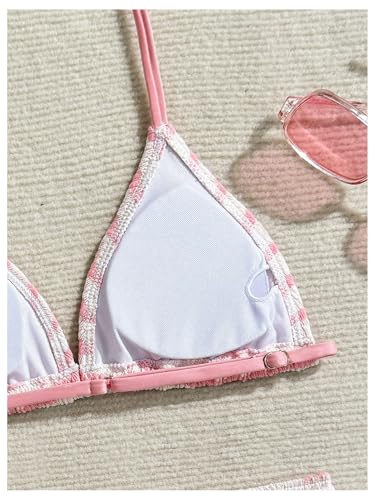 Image of RoseSeek Girl's Tie Dye Smocked 2 Piece Swimwear Sets Backless Halter Bikini Cute Brief Bathing Suit