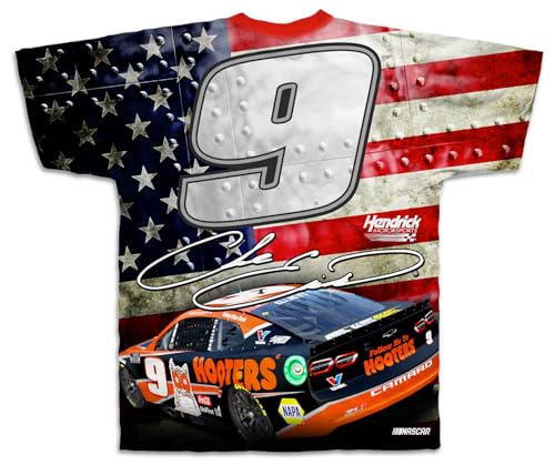 Checkered Flag Sports Chase Elliott #9 2024 NASCAR Patriotic Hooters Racing Total Sublimated Shirt - White