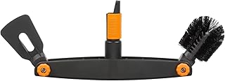 Fiskars Nettoyeur de gouttière, Avec grattoir et brosse ajustables, Tête d