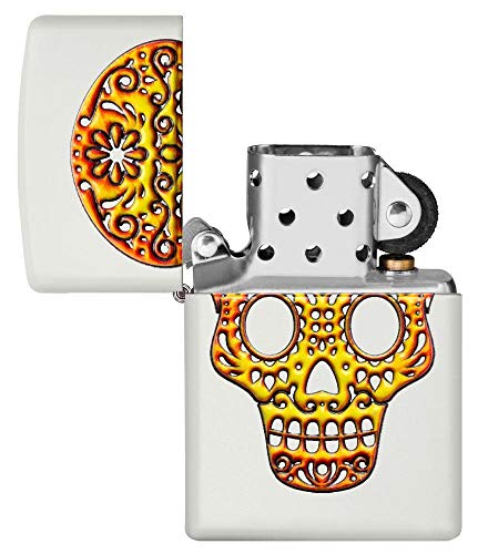 Encendedor de bolsillo Zippo Sugar Skull blanco miniatura 4
