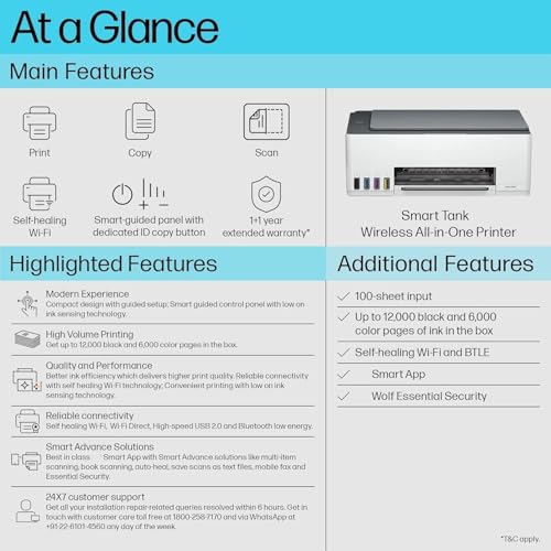Smart Tank 585 All in One WiFi Colour Wireless Home Inkjet Printers(Upto 4000 Black and 6000 Colour Pages Included in The Box) - Print, Scan & Copy... - Image 6