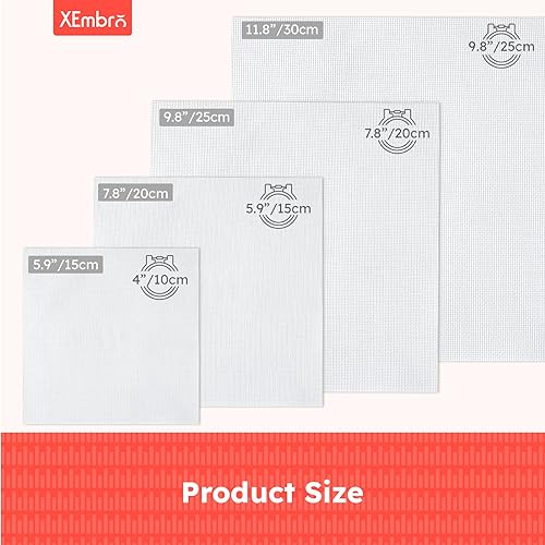 Xembro A-038C 12 Pcs Aida Cloth 14 Count, 4 Sizes White Cross Stitch Fabric thumb #1