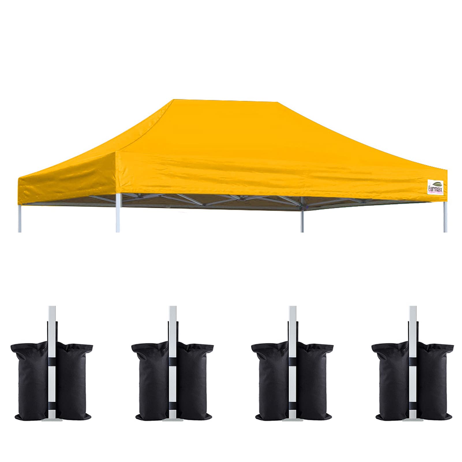 Eurmax USA 10x15 Pop Up Canopy Replacement Top,Universal Instant Canopy Cover ONLY,Heavy Duty UPF 50+ UV Protection,Water &amp; Wind Resistant Tarp,30+ Colors Available,Bonus 4 Sand Bags (Gold)