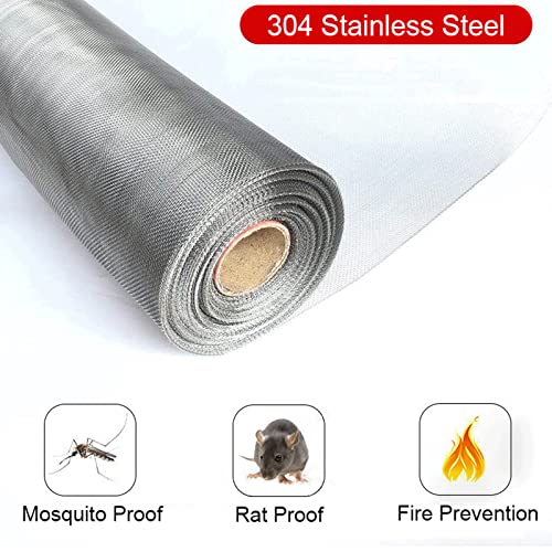 Moontergeer Stainless Steel Woven Wire Window Screen 22 Mesh 39"X197" For Windows Doors And Patio Screens, Premium Wire Mesh Screen #TOP1