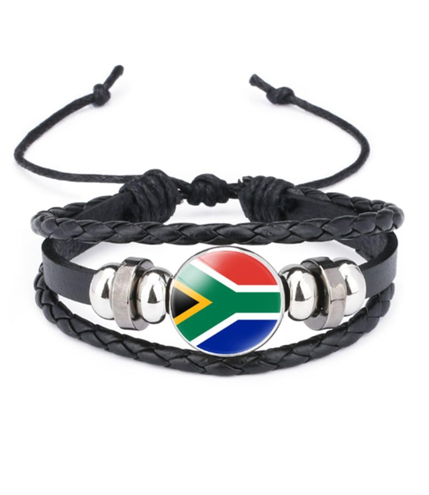 vmcoatdu World Many National Flags Bangle Retro Alloy Leather Bracelet for National Flag Braided Rope Bracelet Bangle
