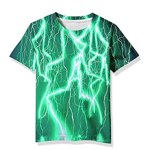 Image of Linnhoy Kids 3D Print Fashion Graphic T-Shirts for Boys Girls 6-16 Years | Unisex Colorful Short Sleeve, Crewneck, Breathable Fabric, Suitable for Daily Sport Festival Wear