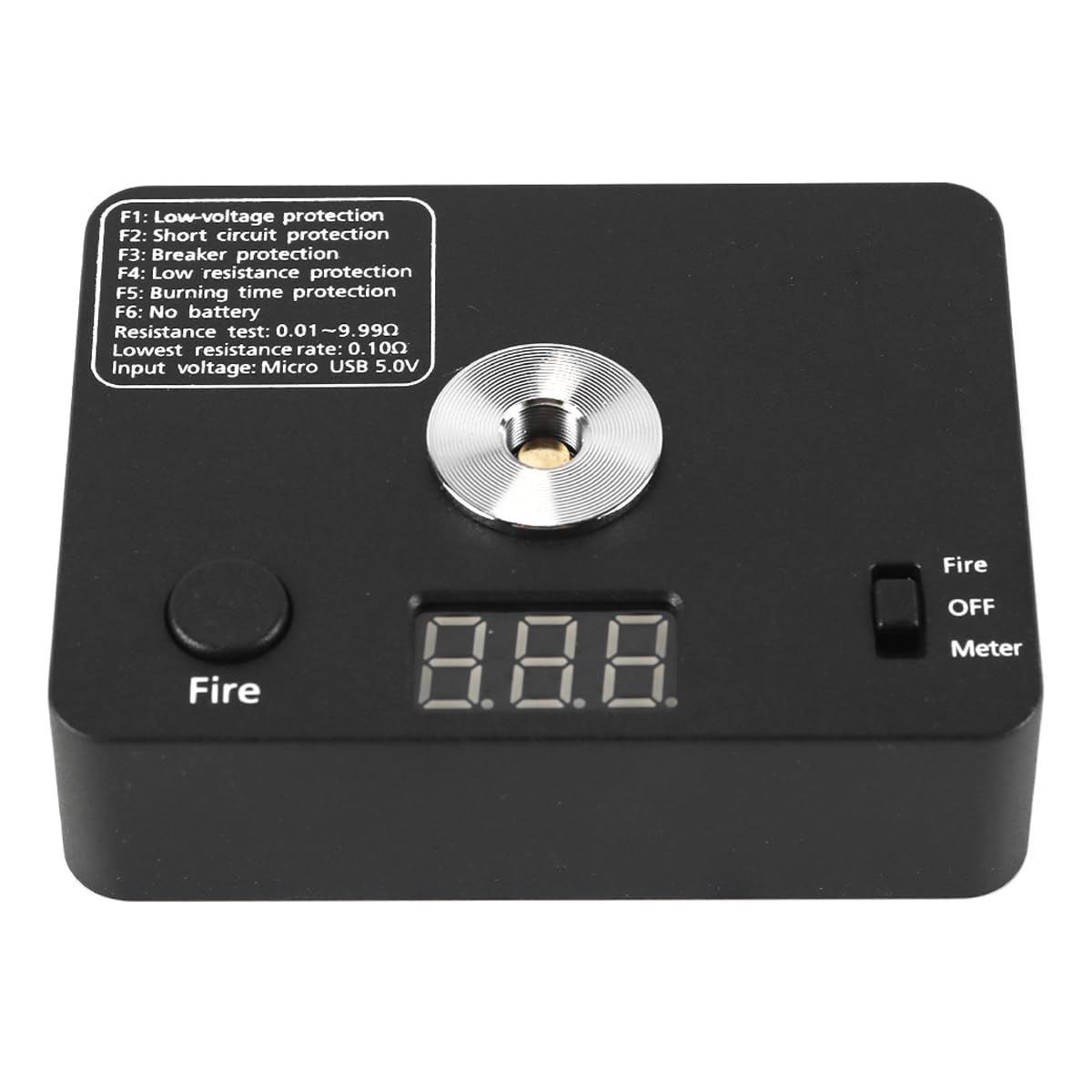 Gorise 521 Mini Tab V3 Ohmmetro Digitale Tester di Resistenza della Bobina per Gamma di Costruzione di Sigarette Elettroniche 0,01-9,99ω Compatibile con Batterie 18650 Kit di Fissaggio Bobina Compatto