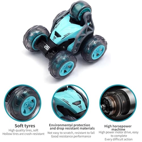Image of Brand Conquer Remote Control Rock Crawler Mist Smoke Spray Function, High Speed 1:18 RC Car Toys for Boys 2WD Off Road Vehicle Toy Cars for Kids Monster Truck Rock Climbing Car Toy (Stunt Cars Blue)