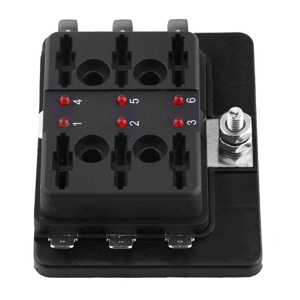 EBTOOLS pour 4-way blade box pour porte fusible 12v Support de bloc de boîte de fusible de lame de circuit de 6 manières avec le kit de voyant d'avertissement de LED pour la