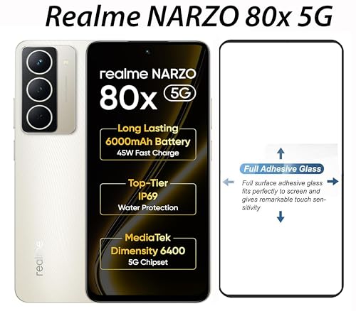 Image of Tempered Glass Screen Protector Compatible For Realme Narzo 80x (6.72 Inch) Black Cellphone With Edge To Edge Coverage And Easy Installation Kit