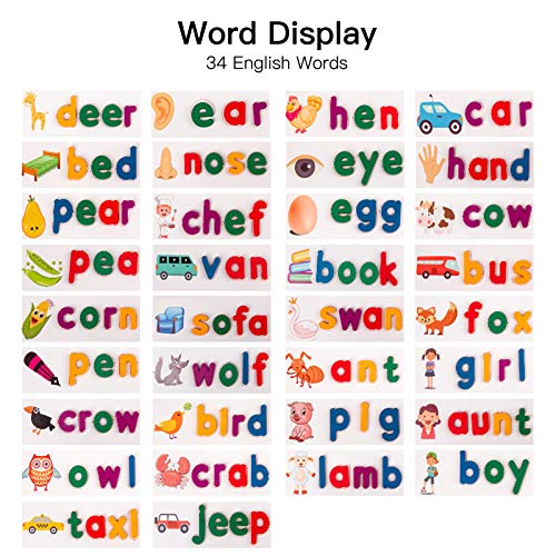 Jogo de palavras de soletração de madeira Cartão de reconhecimento de letras Enigma Montessori STEM