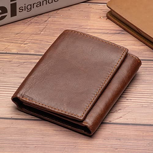 KONVI Trifold Leather Wallet for Men with ID Holder and RFID Blocking, Coffee3