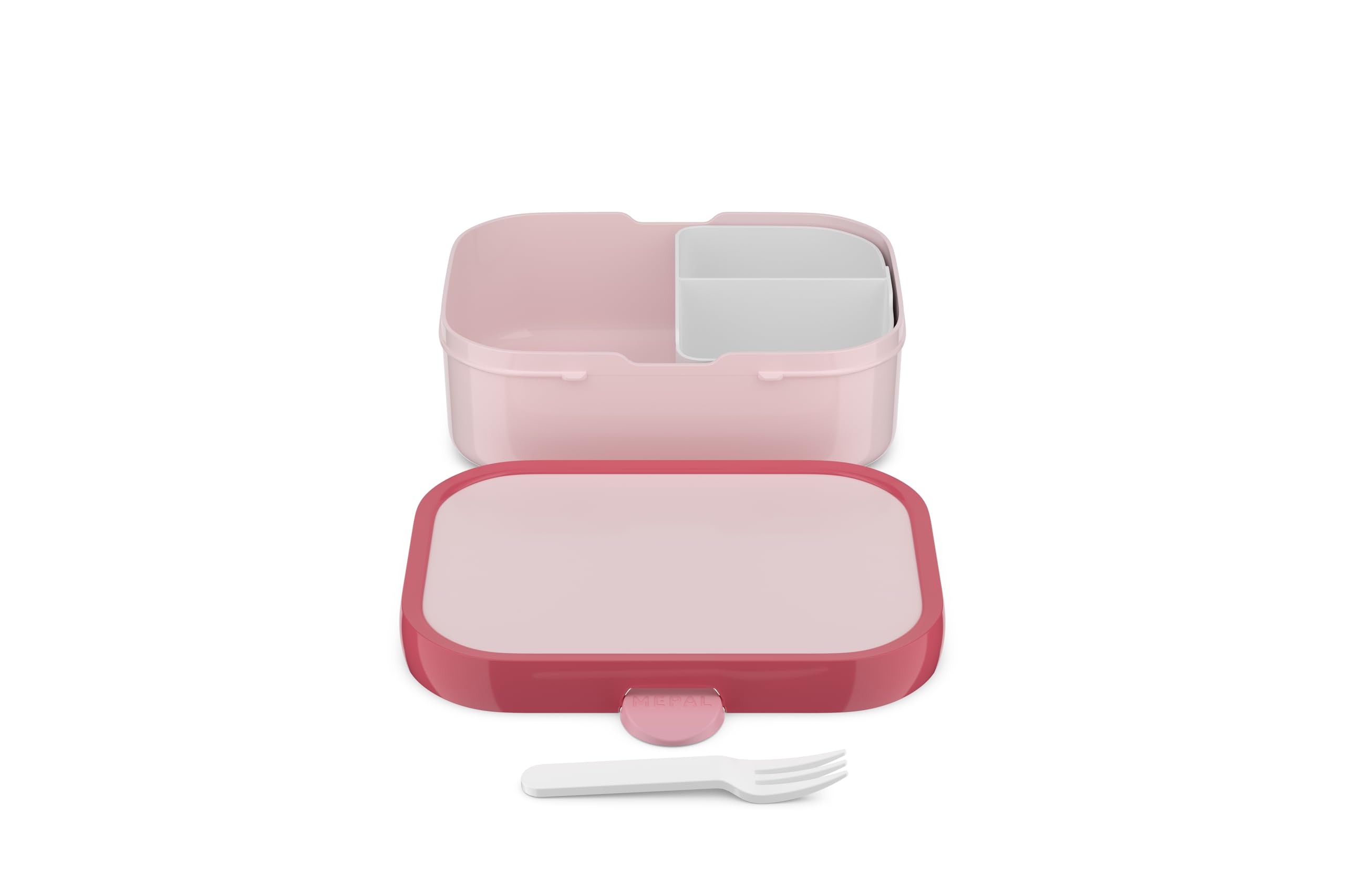 Mepal - Fiambrera Campus - Bento Box para Niños - Lonchera con Compartimento y Tenedor - Fiambrera con Cierre de Clip - Sin BPA y apta para Lavavajillas - 750 ml - Cool pink
