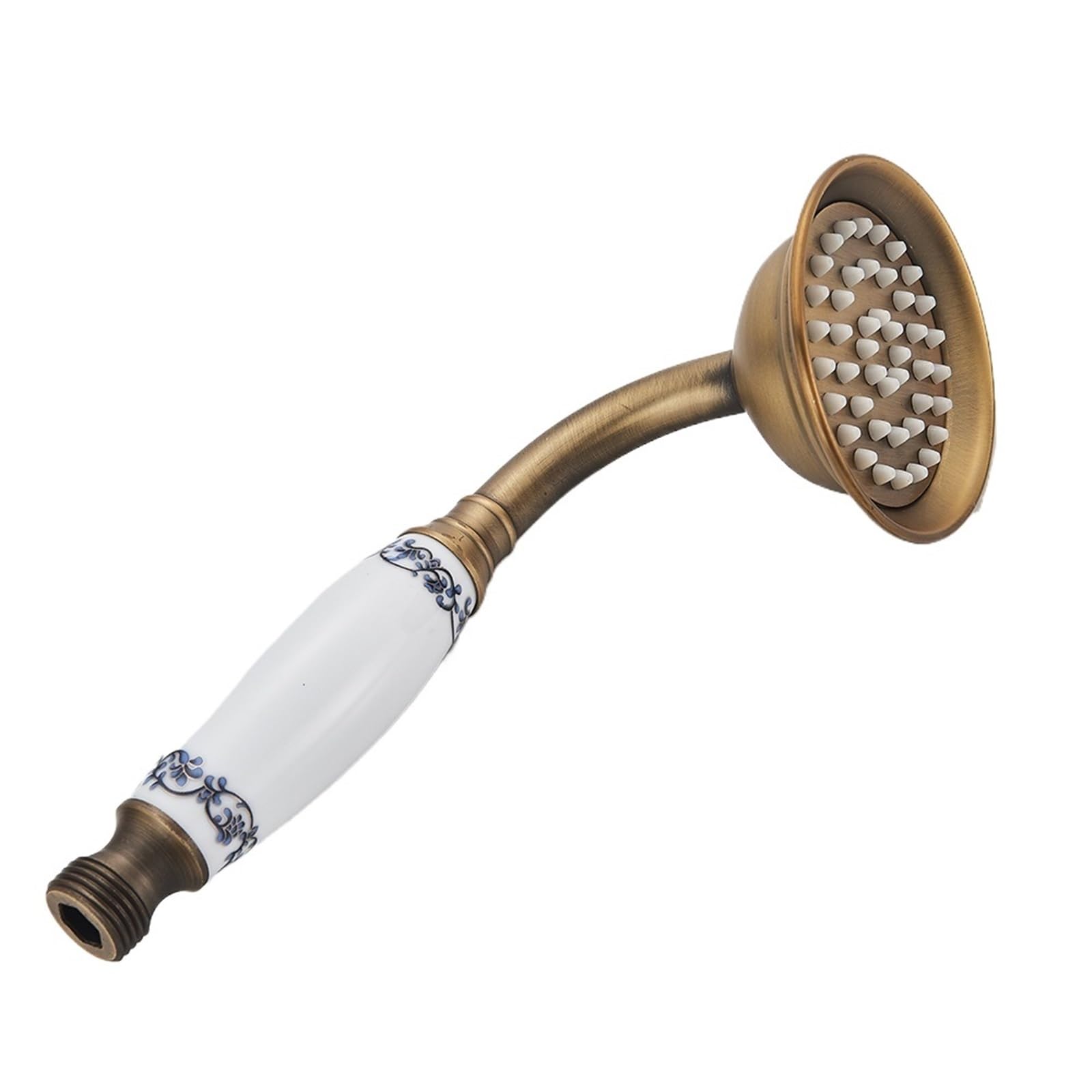 Shower Head Vintage Bathroom Shower Head Ceramic Brass Wall Mounted Bath Faucet Sprayer Hardware Accessory Hand Showerhead(Antique Brass C)