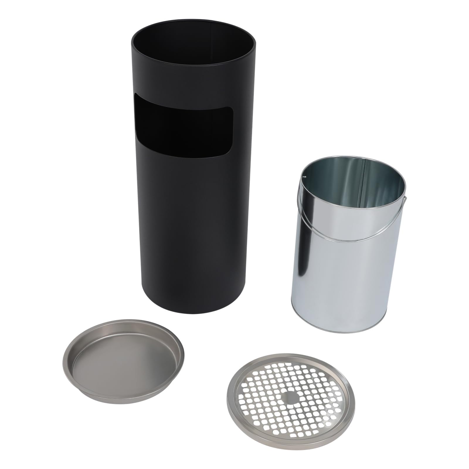 Contenitore Rifiuti Da Giardino 30 L In Acciaio Inox Con Posacenere Rimovibile, Perfetto Per Interni Ed Esterni