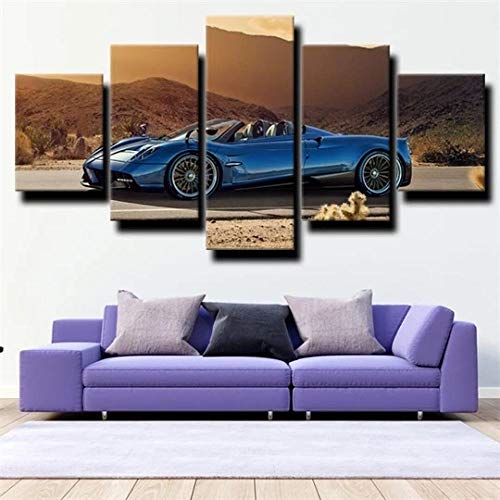 5 Stück Drucke Auf Leinwand Gedruckt Malerei Wohnzimmer Wand Kunst Leinwand Sport Car Blue Huayra Convertible Poster Bild XXL Wohnzimmer