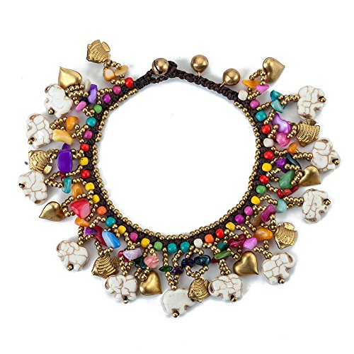 Image of kelistom Bohemian Ankle Bracelets for Women Handmade Natural Stone Beaded Chain Anklet