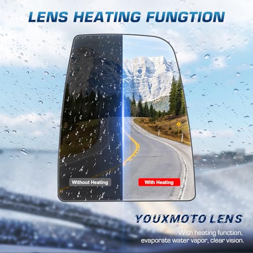 Youxmoto Ford Transit T150/T250/T350 2015-2022 Heated Convex Mirror Glass, Left Driver & Right Passenger Side, Fit CK4Z1