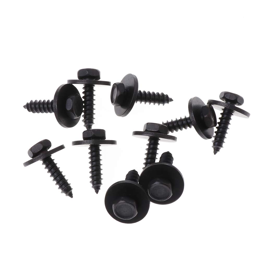 10 viti autofilettanti da 4,8 x 19 mm, rondella sciolta da 8 mm, testa esagonale, colore: nero