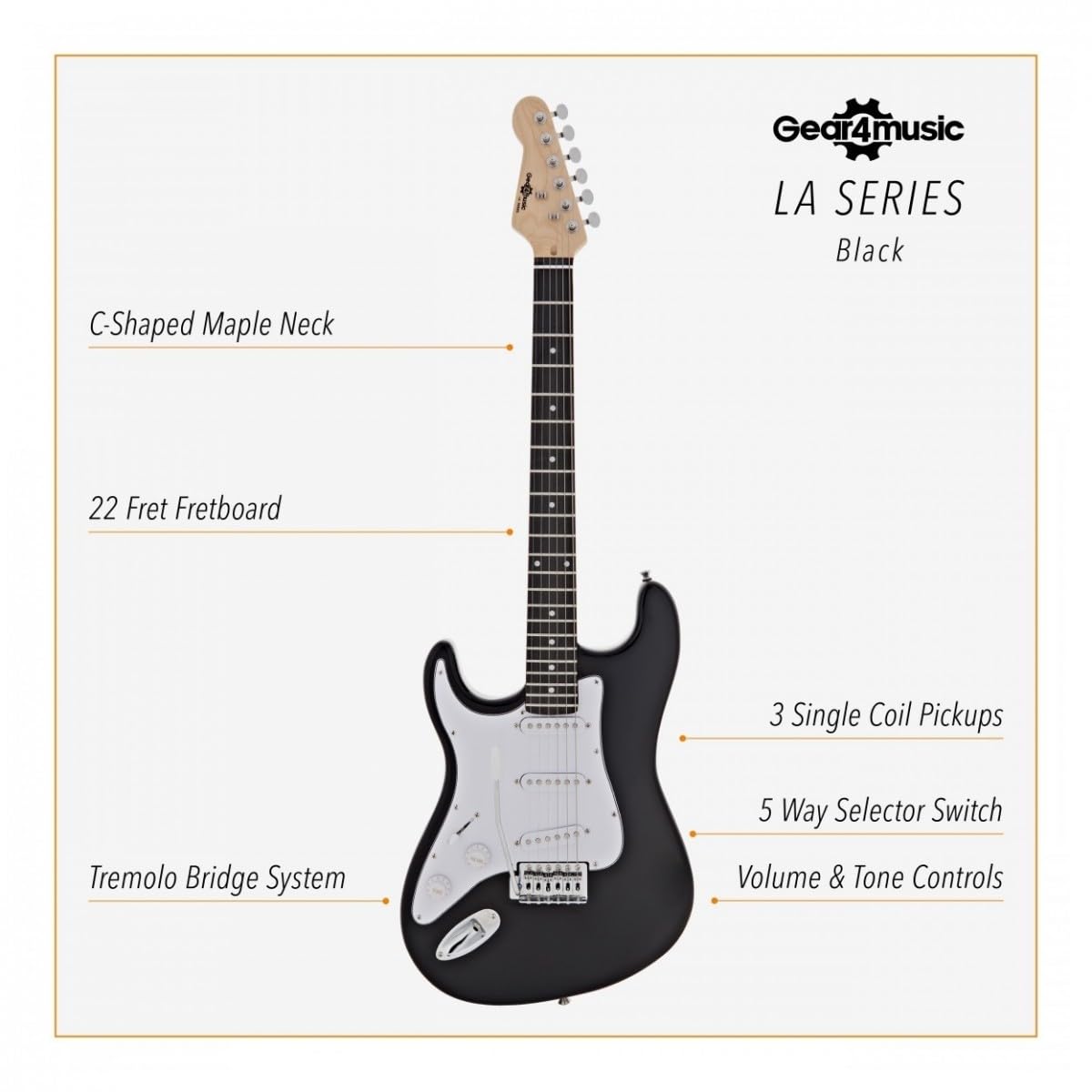 Pacchetto Chitarra Mancina Principianti con Ampli 15W e Accessori, Nero | Mancina dal Corpo Leggero e Comodo, Ampli 15W con EQ 3 Bande e Overdrive, Corde di Ricambio e Borsa, Nero
