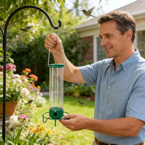 Mangeoire anti-écureuil durable équipée de 4 connecteurs métalliques
