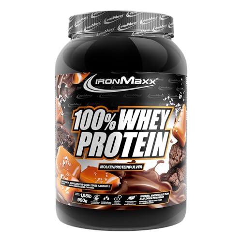 IronMaxx 100% Whey Protein Pulver 900g - Dark Cookie Salted Caramel | Cremiger Eiweißshake mit BCAAs & EAAs | High Protein, Low Carb & zuckerarm | Ideal für Muskelaufbau & Fitness